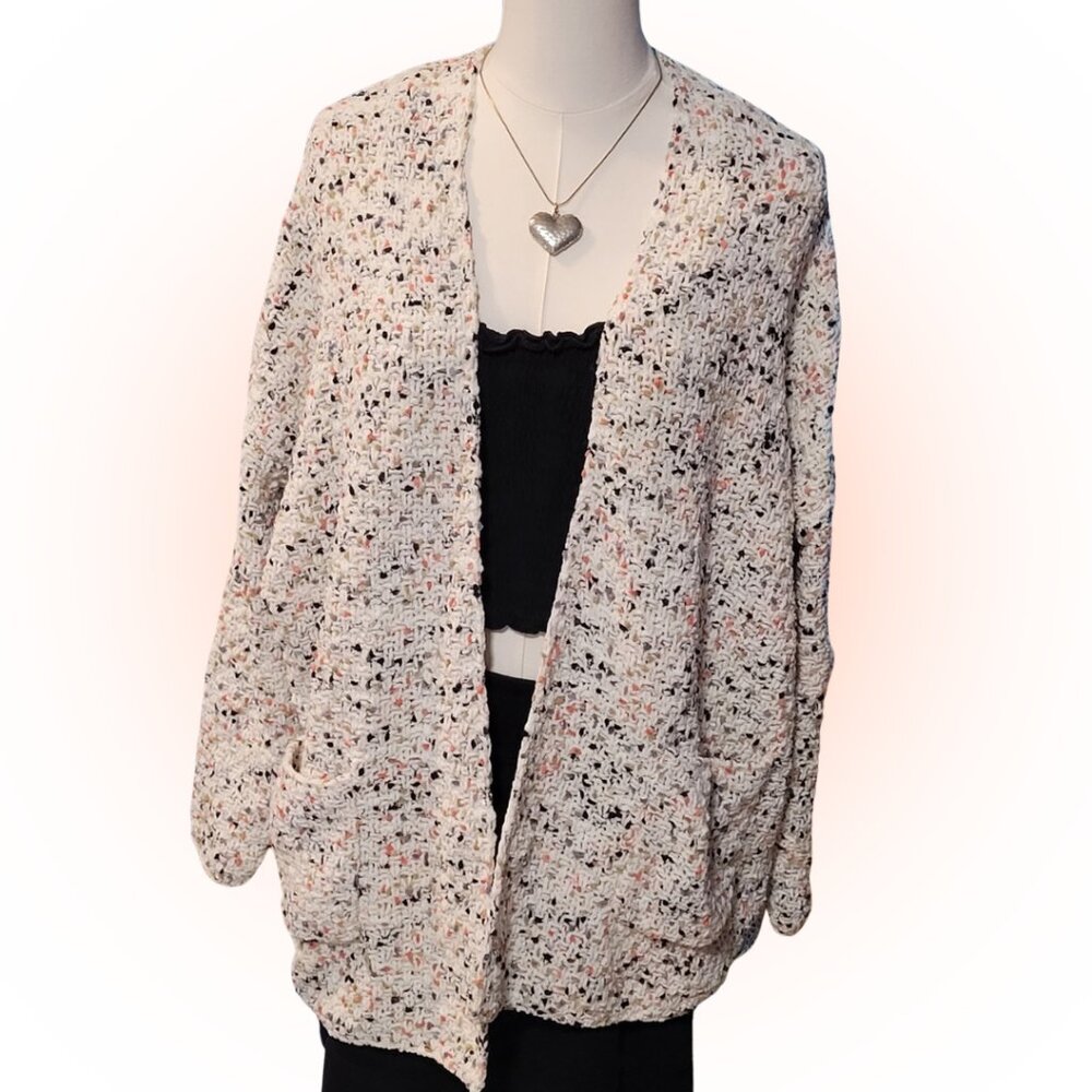 MOON & MADISON SOFT AND NUBBY WOMEN'S OPEN FRONT CARDIGAN EUC M